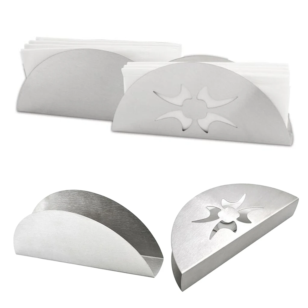 Stainless Steel Fan-shaped Tissue Napkin Holder Free Standing Paper Rack New Facial Paper Box Table Serviette Box Case