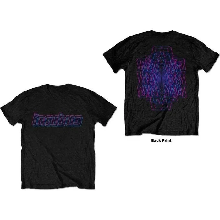 Incubus Neon Logo Back Print Baumwoll-T-Shirt Alternative Rock Band Unisex Kurzarm-T-Shirt