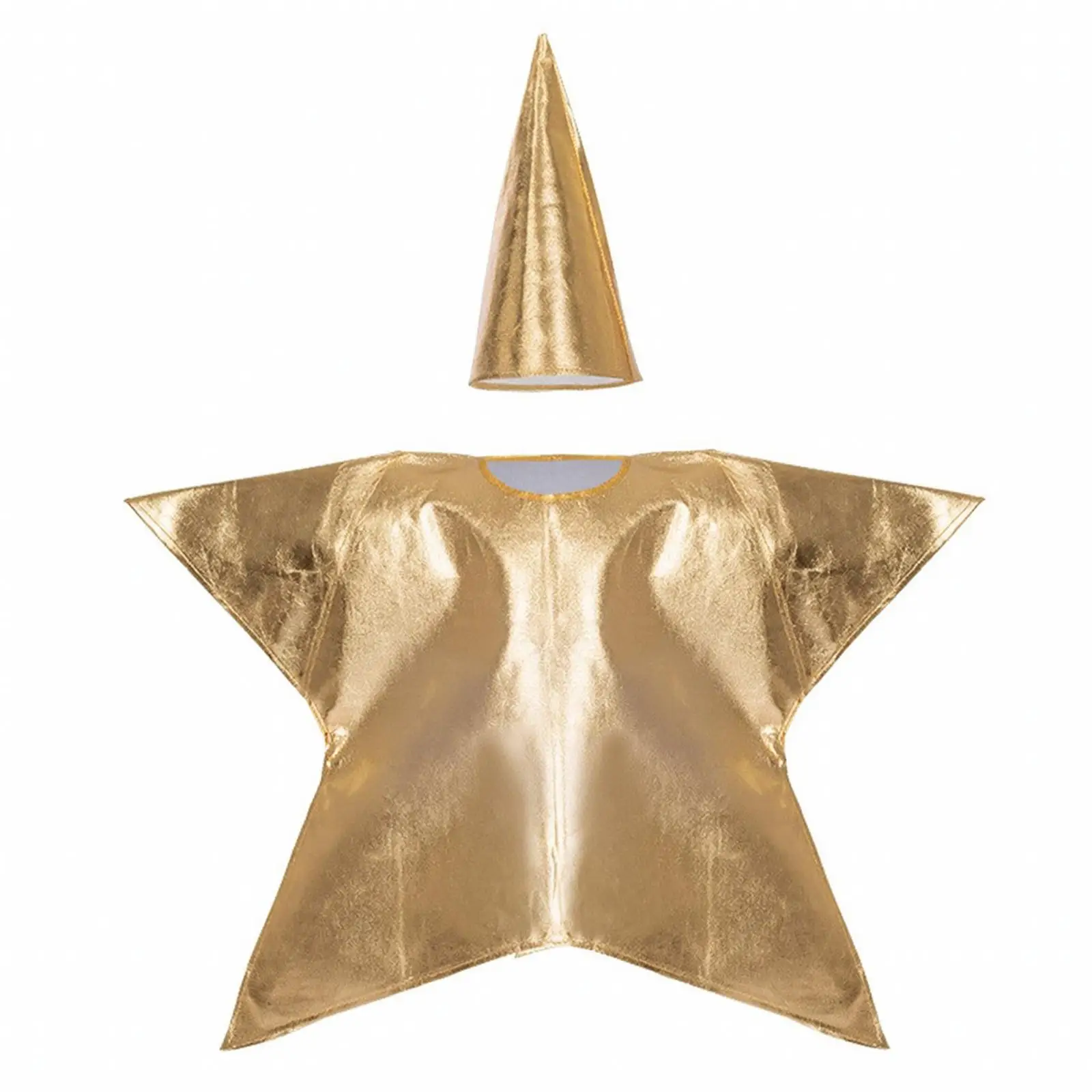 Reflective Star Costume with Hat | Glossy shiny-Look material, Performance Costume with Cone Hat, for Stage Performances