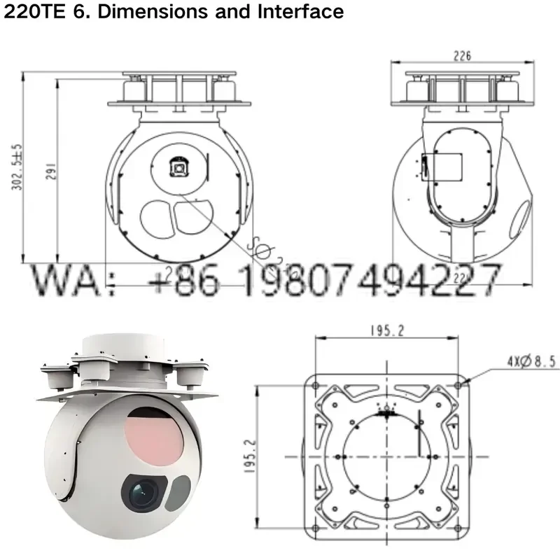 for EDPOD220TE Dual Axis Triple Sensor UAV Gimbal 360 Degree Continuous Gyro Platform