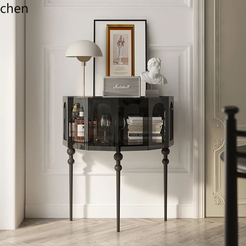 

HYS Simple Entry Entrance Table Semicircular Decorative Shelf Creative Entrance Table