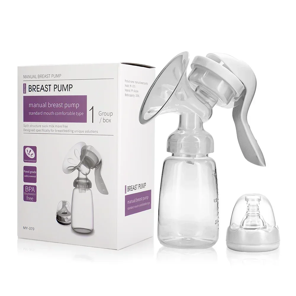 Manual Breast Pump Original Manual Breast Milk Silicon PP BPA Free with Milk Bottle Nipple Function Breast Pumps for Women