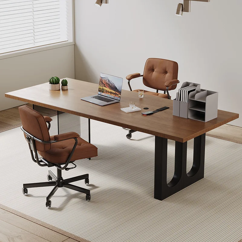 A  Acrylic Suspended Solid Wood Desk Modern Simple Living Room Home Desk Workbench Office Computer Desk Chair
