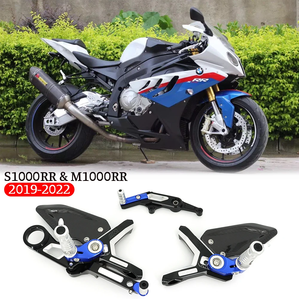 For BMW S1000RR M1000RR M S 1000 RR Motorcycle Adjustable Folding Foot Pegs Rest Rearset Rear Set Footpeg Footrest Kit 2019-2022