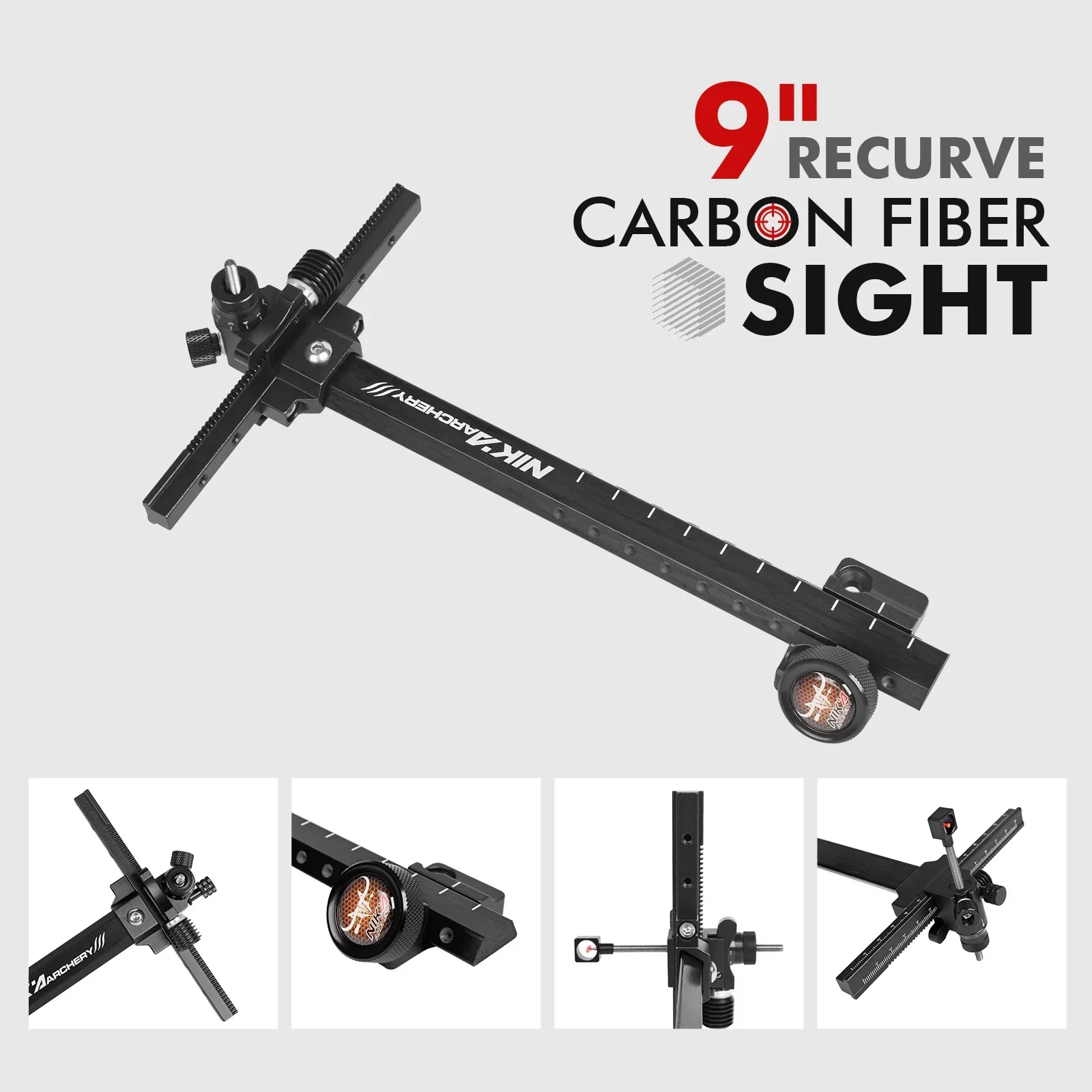 

Archery Recurve Bow Sight (carbon style) 9inch T Shape Target Sight For Shooting Hunting Accessories Right Hand Black/Pink/Red