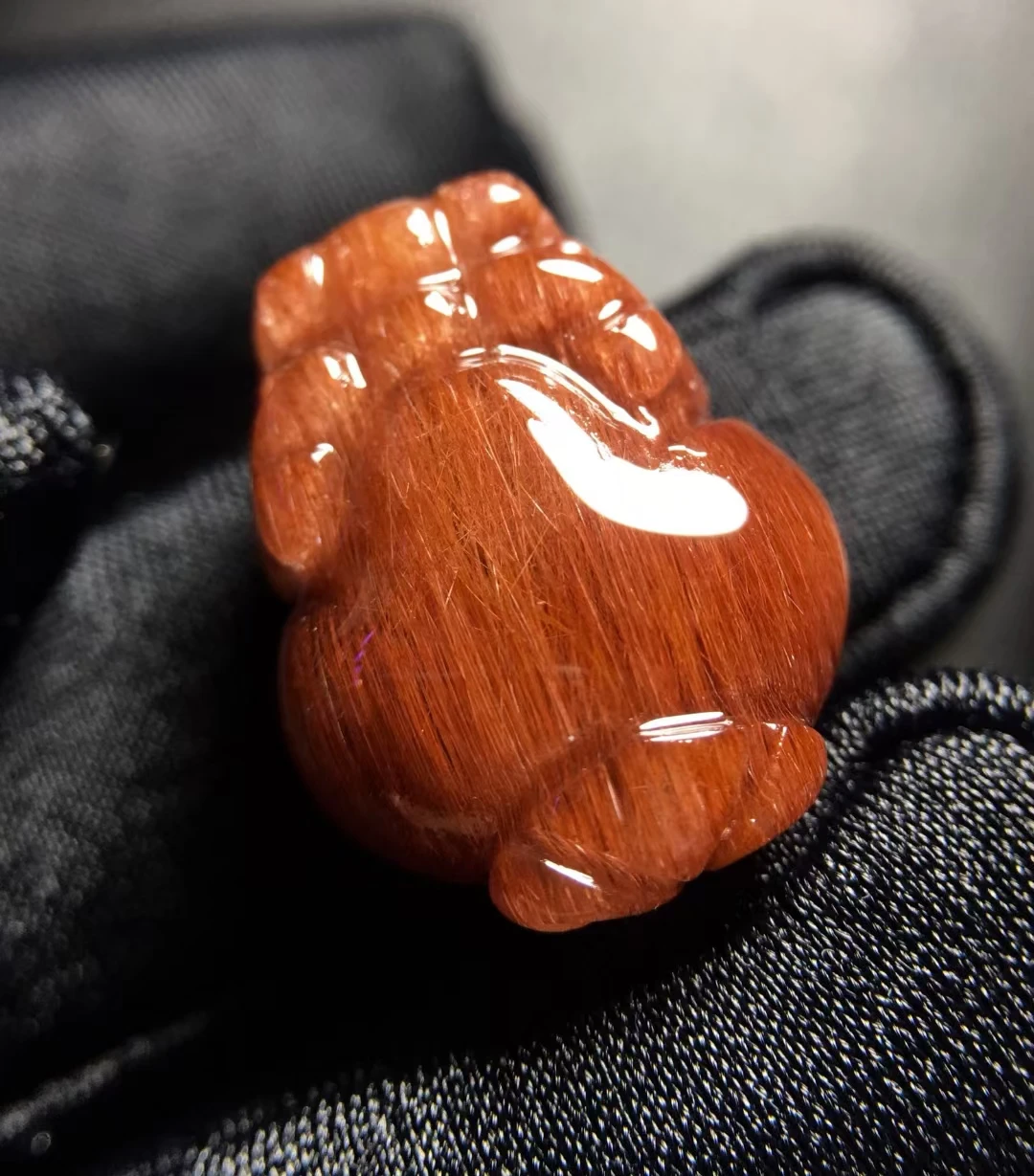 

Natural Red Rutilated Quartz Pi Xiu Pendant Necklace Jewelry 18.6*15*10.5mm Yellow Rutilated Women Men AAAAAAA