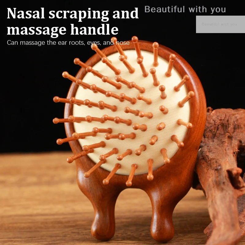 

1pcs Natural Sandalwood Comb Scalp Massage Relax Airbag Brush Head Blood Circulation Smooth Hair Anti Static Wooden Massage