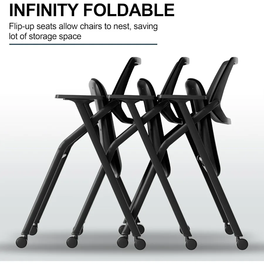 2 szt. Krzesła konferencyjne składane, krzesła biurowe z odłączanymi kółkami, krzesło składane z siatkowym oparciem do szkoleń i spotkań