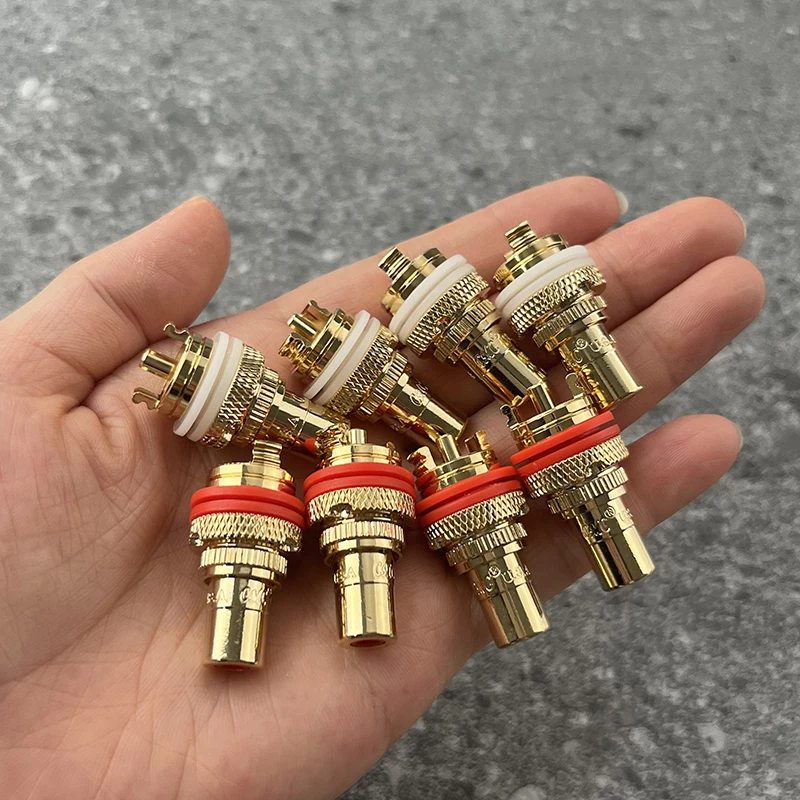 

8PCS US CMC-805-CU-R Imported Pure Copper Plated Bright Gold RCA Lotus Seat Wear-Resistant Power Amplifier CD Terminal