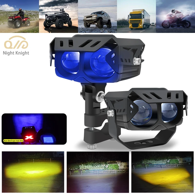 Motorcycle LED Spotlight Driving Fog Lights Sopt Work Light With Blue DRL Auxiliary Headlight High/Low Beam For Off-road ATV 4x4