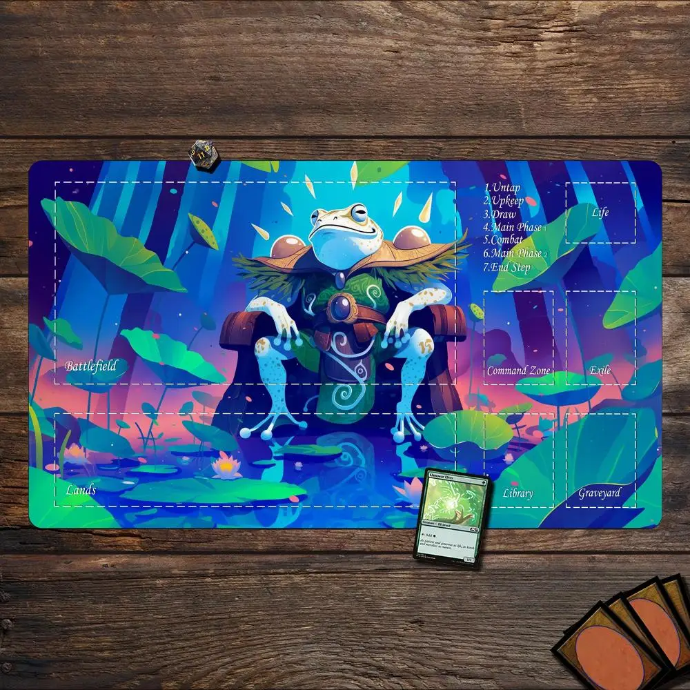 

Magic Playmat card gaming mat with zones Frog King mtg playmat rubber anti-slip Desk Mat gamer keypad expansion mousepad
