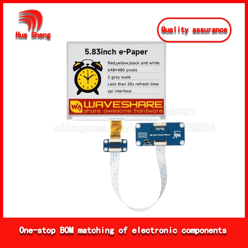 5.83 Inch E-Paper Red Yellow Black White Electronic Ink Screen Module Version 648 X 480 Pixels Spi Communication