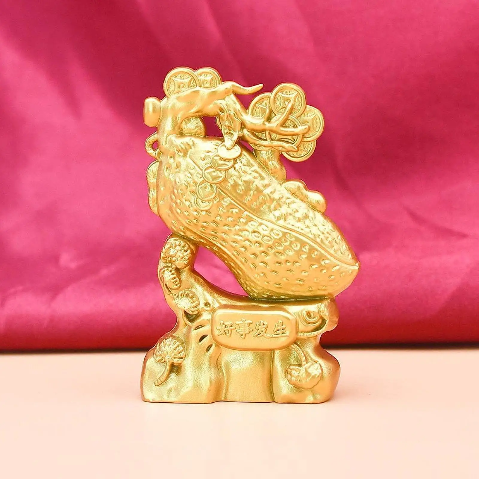 Peanut Statue with Chinese Blessings Modern Collectible Gift Desktop Alloy Ornament for Shelf Cafe Office Festival Tea Room