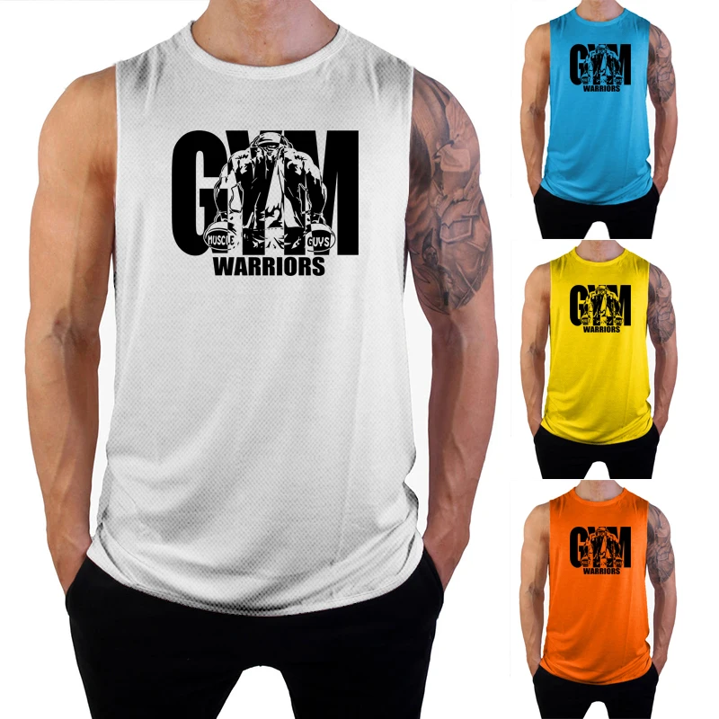 

Летние быстросохнущие летние сетчатые футболки без рукавов, мужские повседневные майки для фитнеса, майки для тренировок, тренажерный зал, бодибилдинг, одежда для мышц