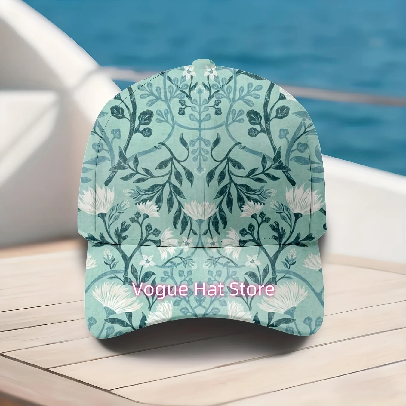 Novo Boné de Beisebol com Design Floral, Boné com Padrão Botânico Vintage, Boné Estilo Literário, Unissex, Ajuste Regulável, Ideal para Férias