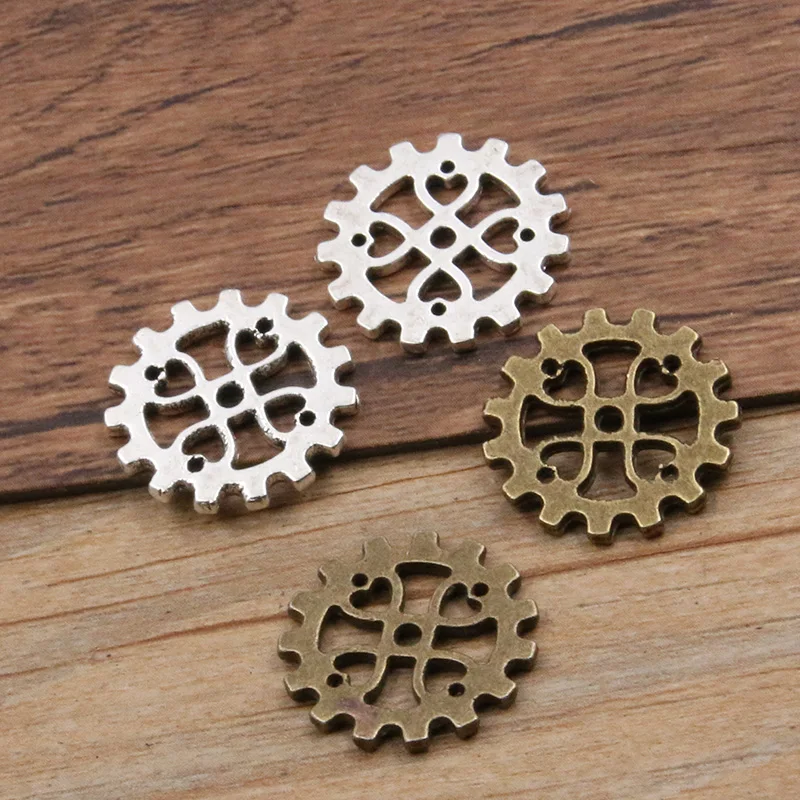 20PCS 18mm Three Color Vintage Metal Zinc Alloy Small Steampunk Gear Charms Fit Jewelry Pendant DIY Makings