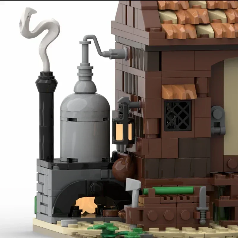 Briques de construction Moc Pirate Street View, modèle de distillerie de rhum, blocs modulaires, cadeaux, jouets de noël, ensembles de bricolage, assemblage