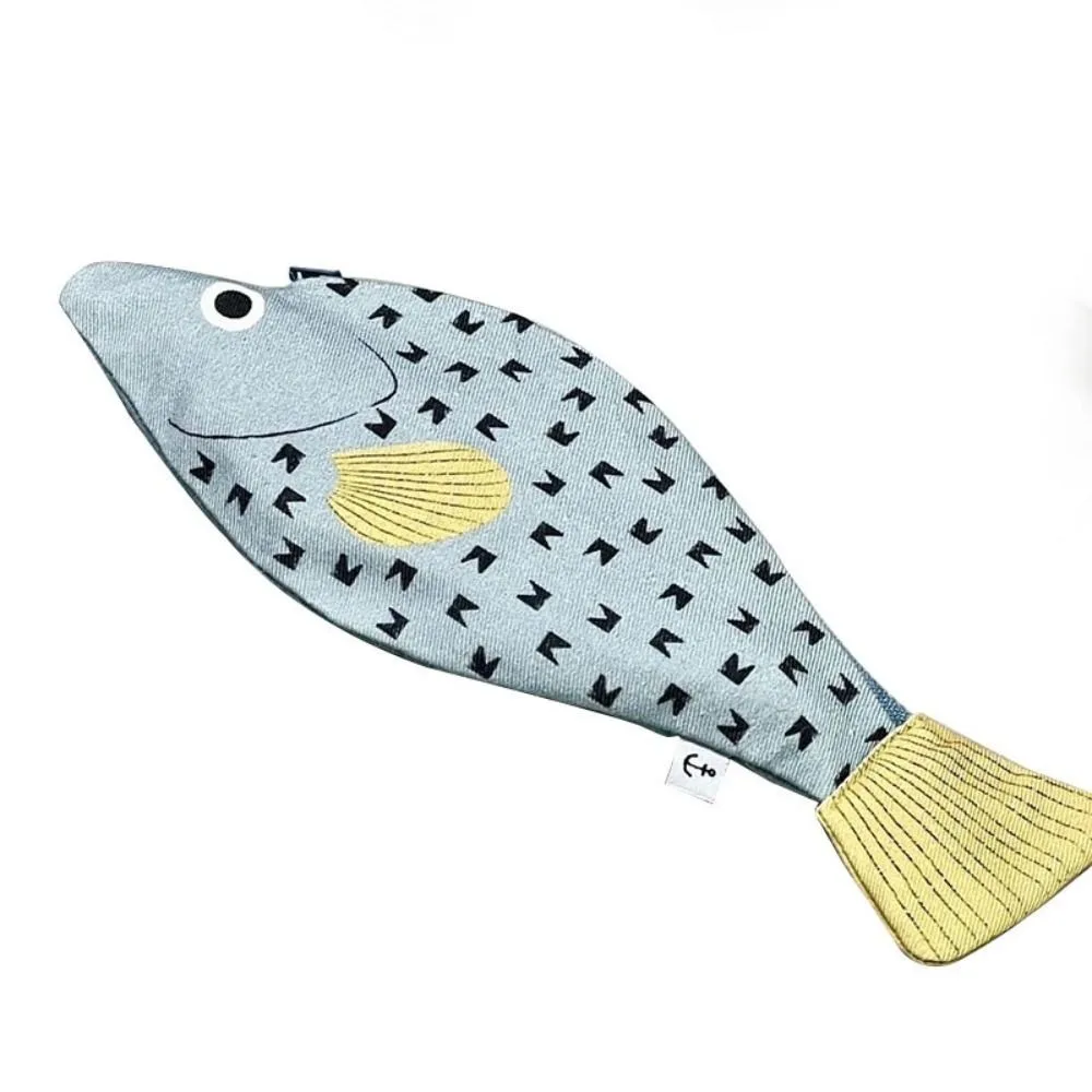 Zipper Closure Fish Shaped Pencil Pouch Multi-Use Compartment Fish Shape Design Zipper Storage Bag Portable Design Compact Size