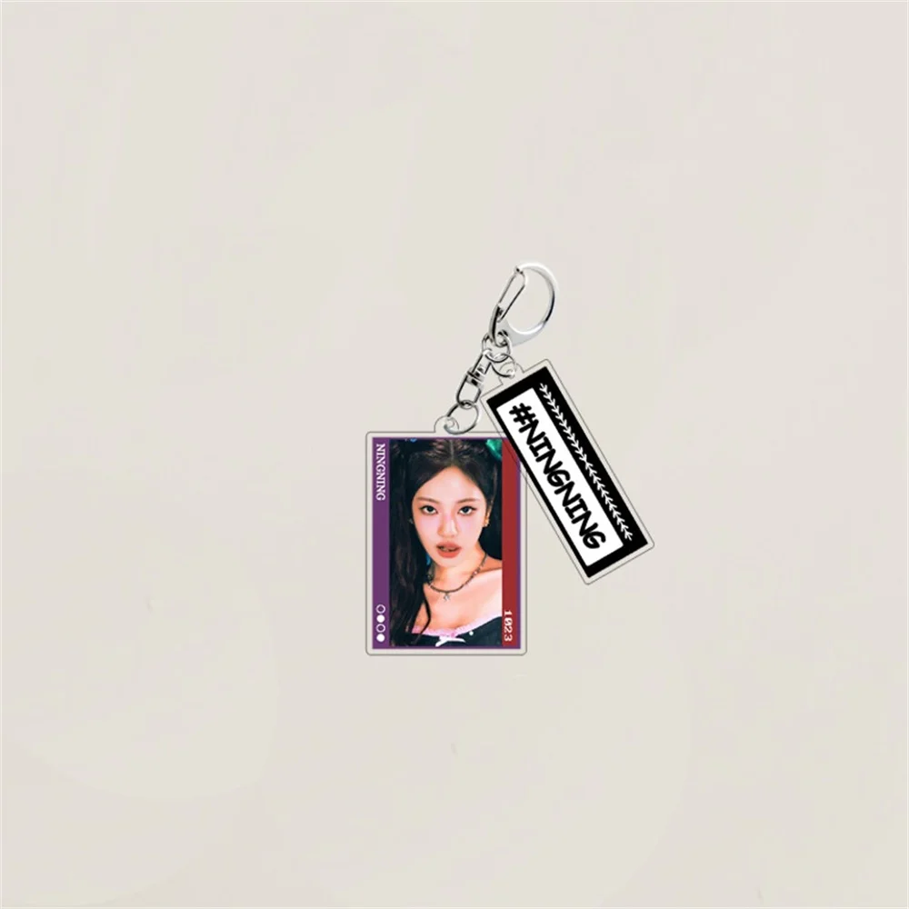 2pcs/set Kpop Idol Rectangular HD Printing Keychain GISELLE KARINA WINTER NINGNING Backpack Pendent Fans Gifts Collection