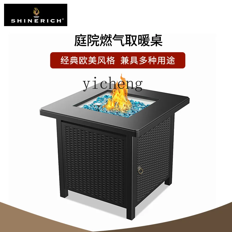 Tqh Courtyard Garden Gas Thermal Table Liquefied Gas Heater Outdoor Roasting Stove Enclosure Furnace Tea Table