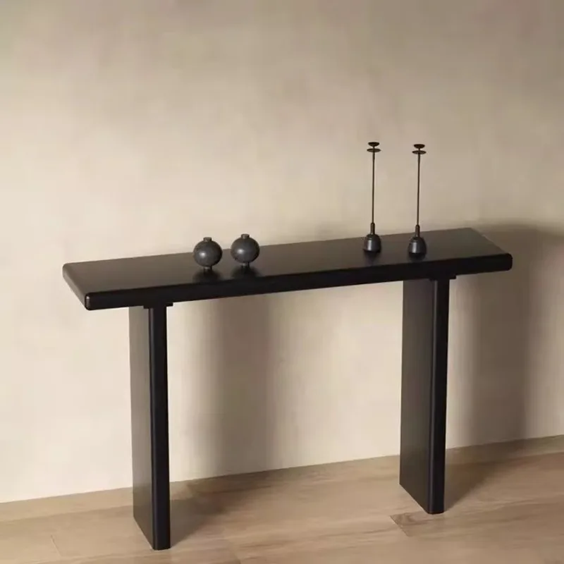 

Italian minimalist entry against the wall, high-end entrance table, pure solid wood entrance table