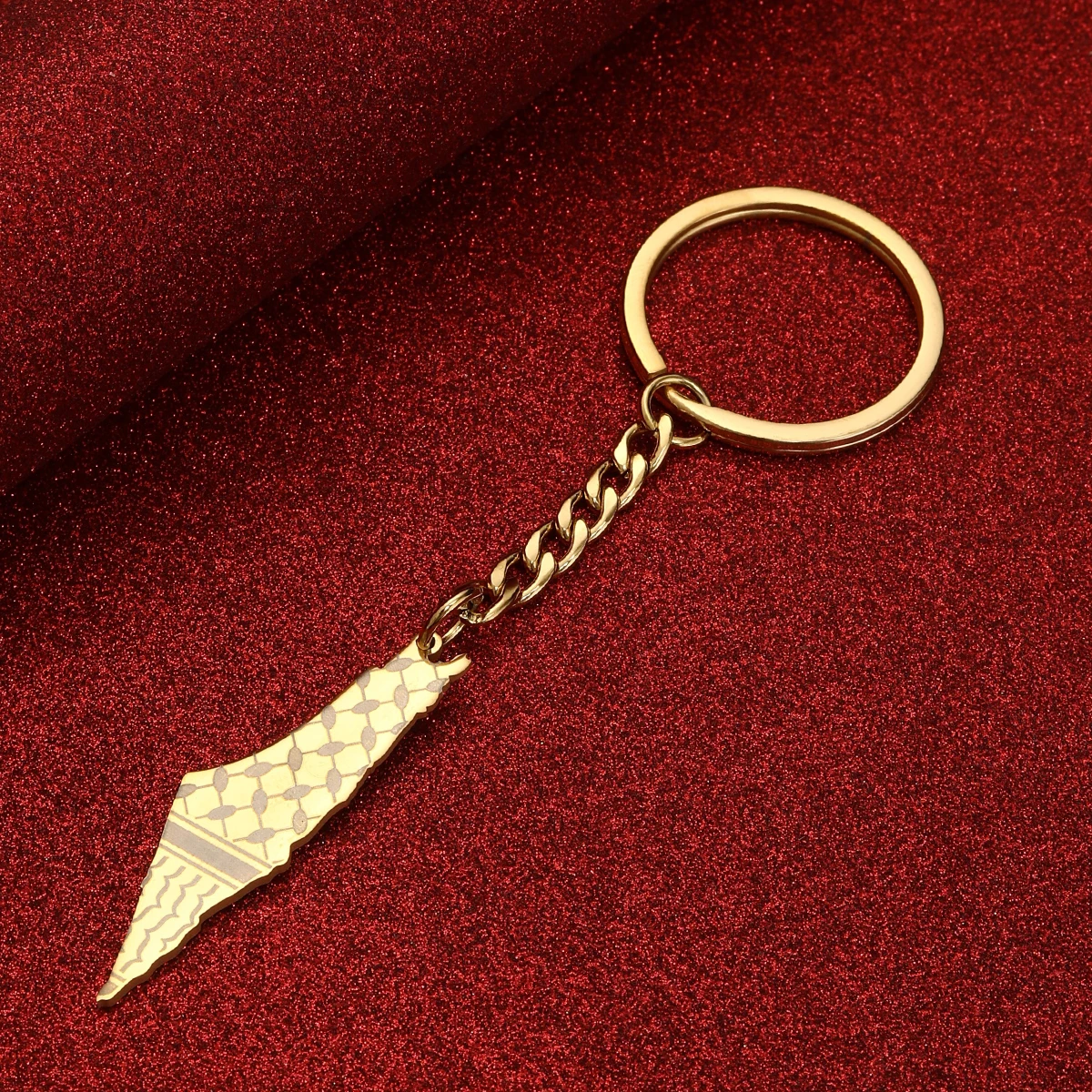 Bayrak Anahtarlık Takı ile Arapça Haritasında Paslanmaz Çelik Filistin