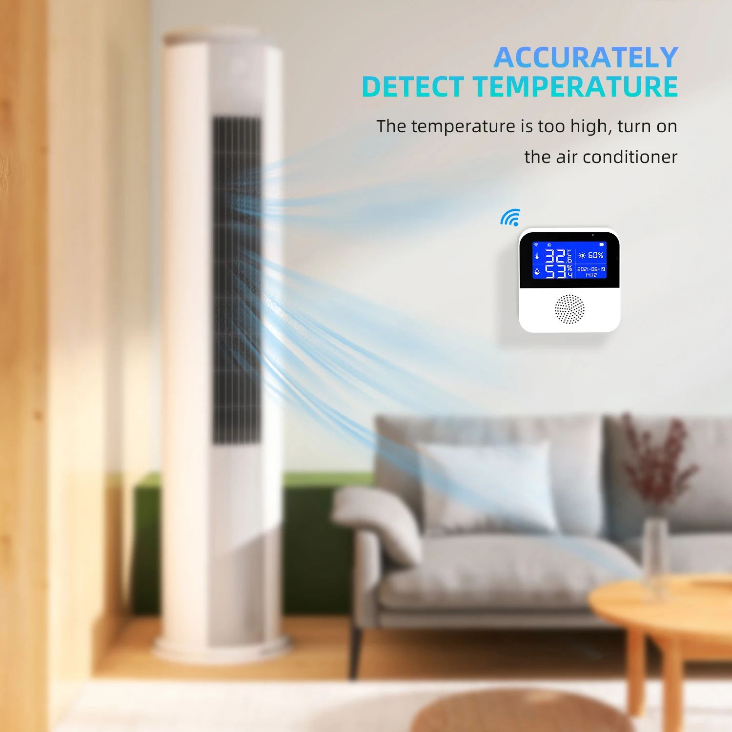 SMARSECUR Tuya Smart WIFI Temperature and Humidity Sensor with Backlight LCD Display Indoor Thermometer Meter Support Alexa