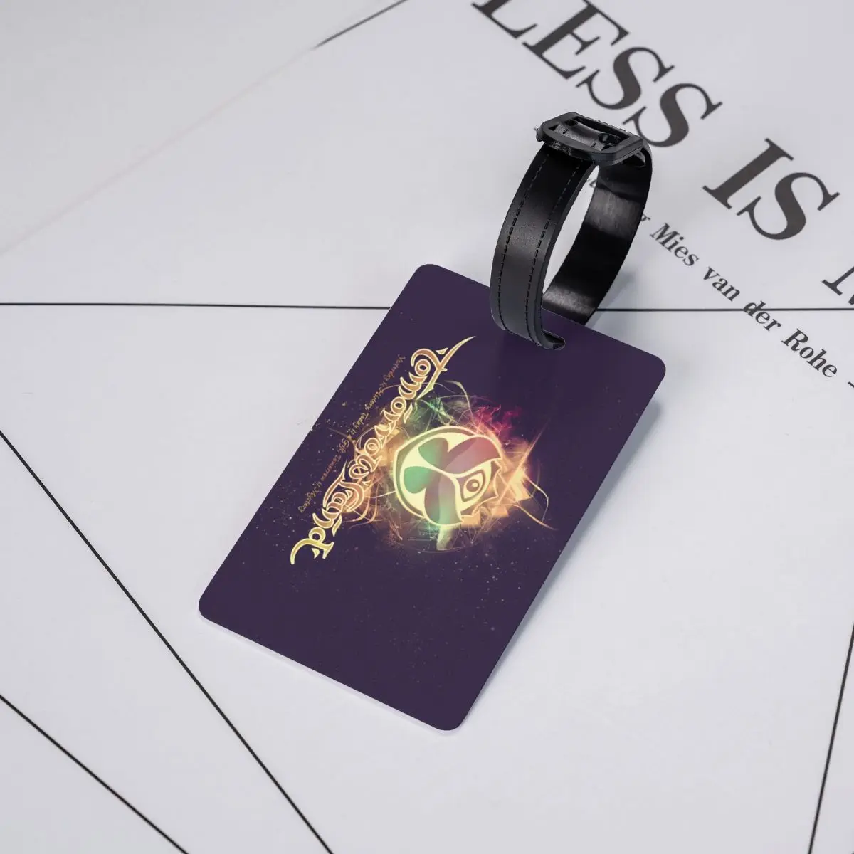 Tomorrowland-etiqueta de equipaje con bandera personalizada, etiqueta de Protección de Privacidad, etiquetas de maleta de viaje