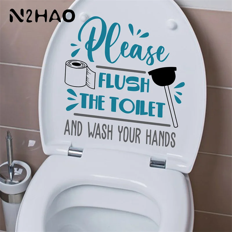 Flush The Toilet PVC Toilet Stickers Creative Washroom Toilet Stickers Removable PVC Waterproof Self-adhesive Decals