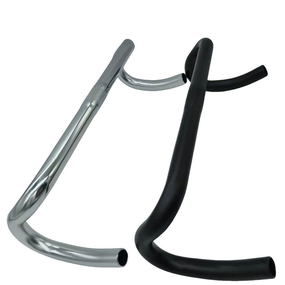 Road Bike Handlebar Racing Handlebar 25.4mm Width 380mm Fixed Gear Bicycle Handlebar Black/Silver Aluminum Alloy Bike Accessorie