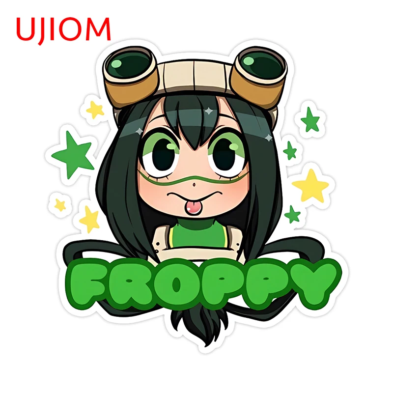 UJIOM 13cm × 12.6cm Froppy Adorable Wall Sticker Cute Cartoon Design Decals Amusing Furniture Skateboard Refrigerator Decoration