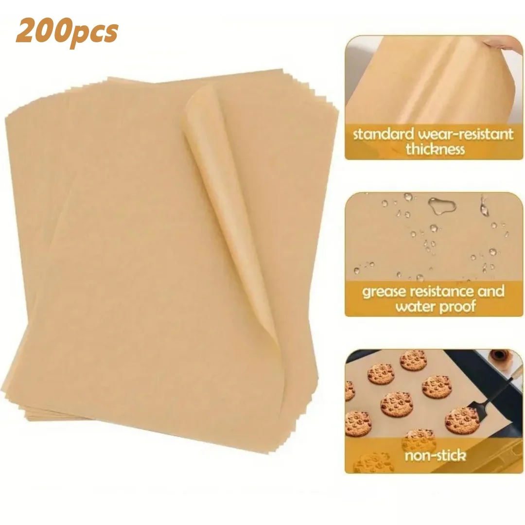 200Pcs Multipurpose Baking Paper Non-Stick Greaseproof Waterproof for Baking Air Fryer Food Wrap