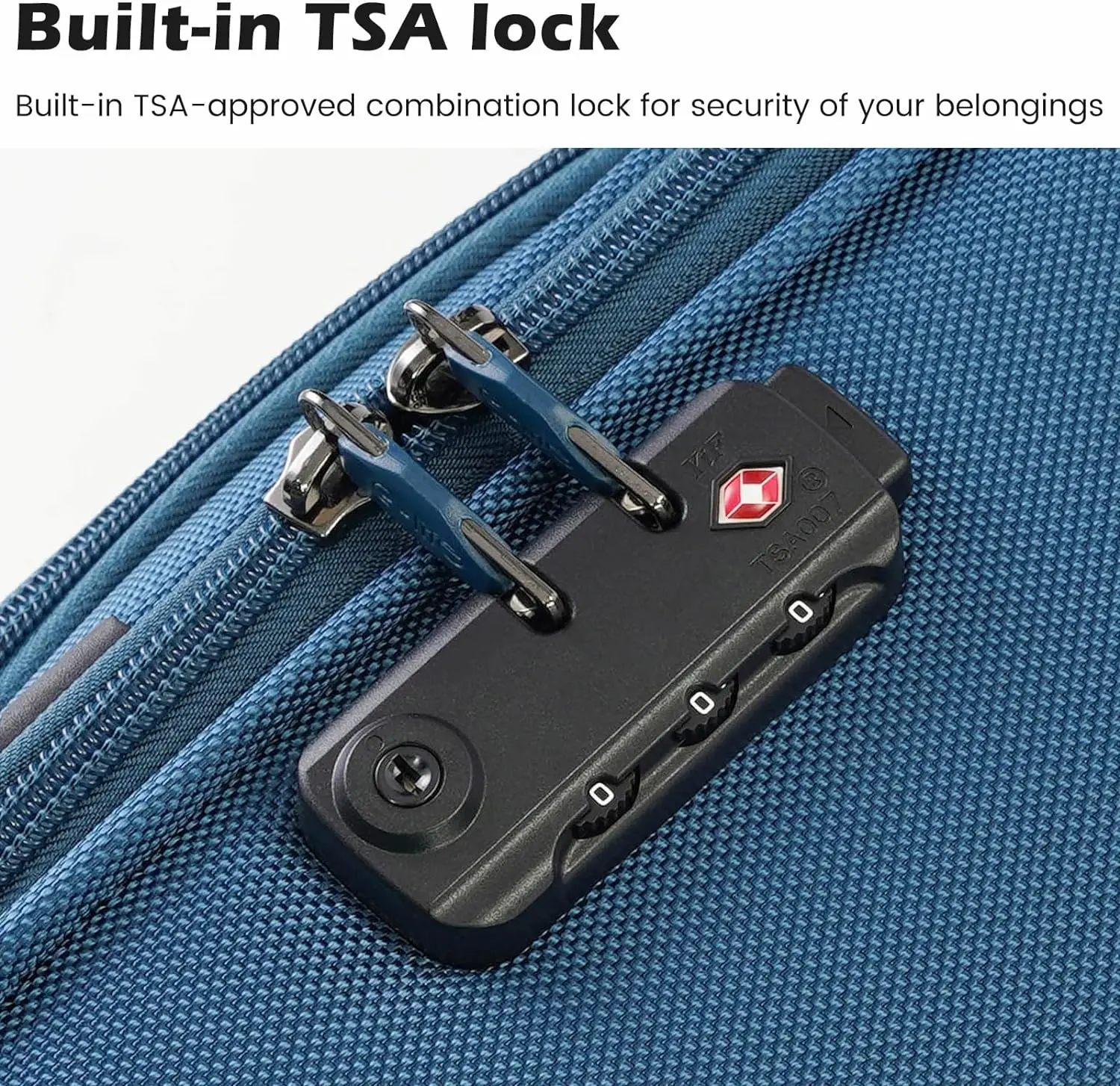 Coolife Set koper 4 potong ringan, Set koper TSA Lock Spinner Softshell ringan (hitam + biru)