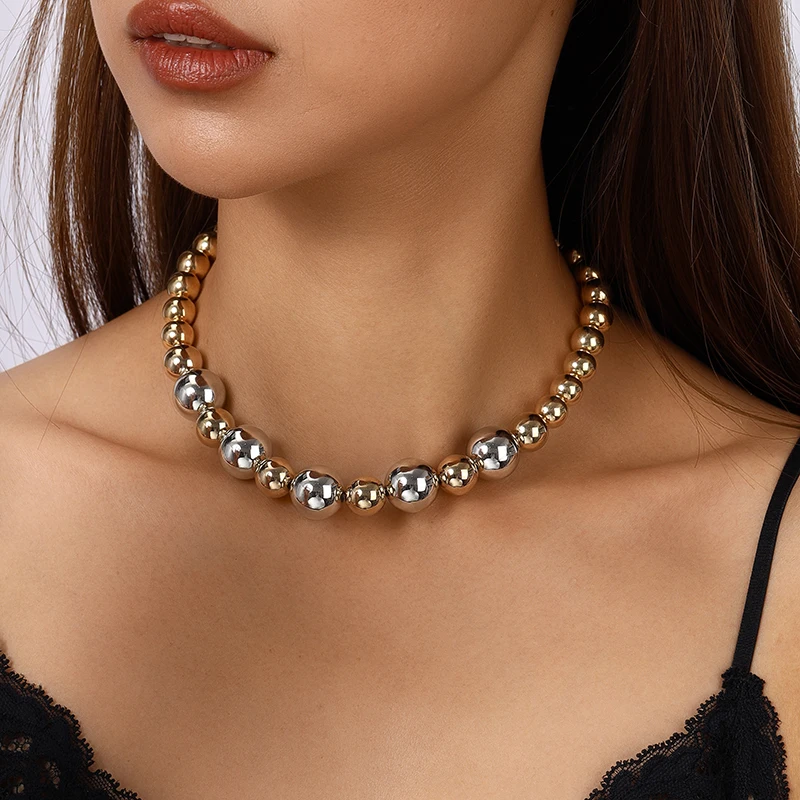 Aihua Übertriebene Imitation Perle Perlen Halskette für Frauen CCB Große Herz Anhänger Choker Halskette Schmuck Auf Den Hals Kragen – Detail 12