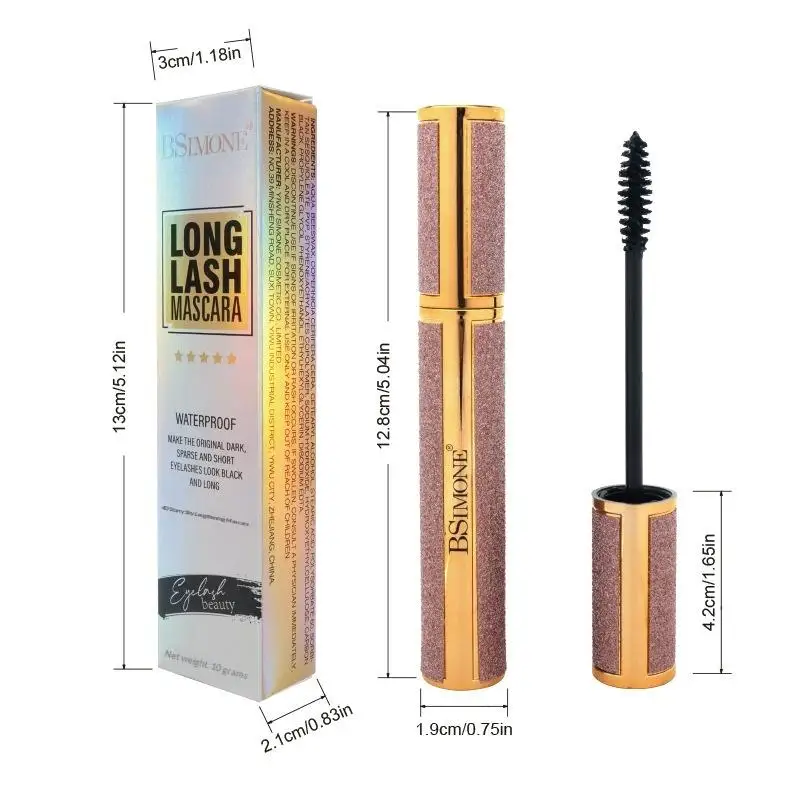 Máscara de pestañas resistente al agua 4D de 12g para longitud y volumen extremos, cosméticos de maquillaje de pestañas negros de larga duración a prueba de manchas