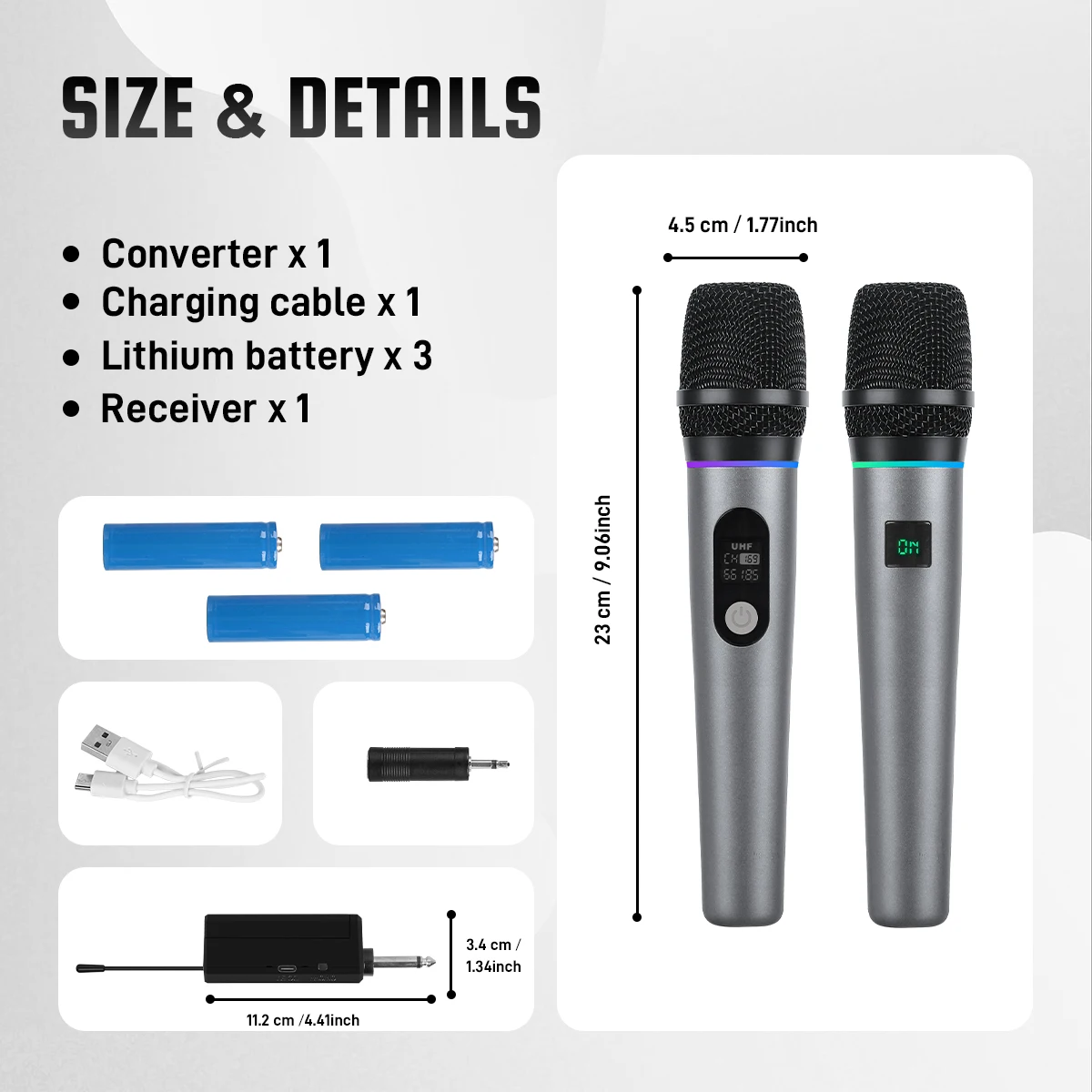 Microphone FULUODE pour microphone sans fil videoke Microphone sans fil professionnel UHF portable Rechargeable dynamique