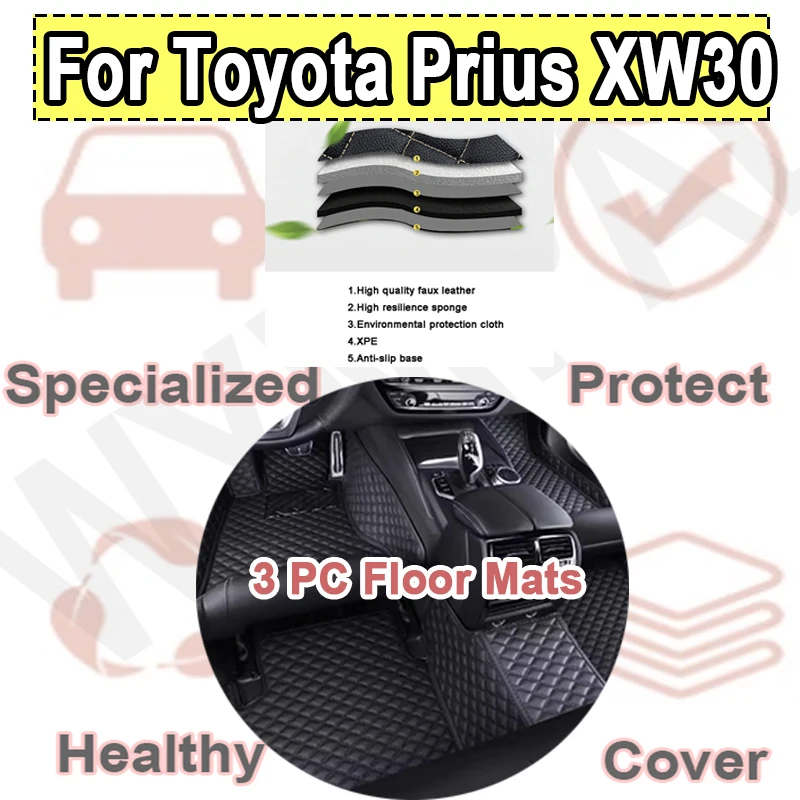 

Роскошные автомобильные коврики для Toyota Prius XW30 2010 ~ 2015 7 мест, водонепроницаемые автомобильные коврики, полный комплект автомобильных ковриков