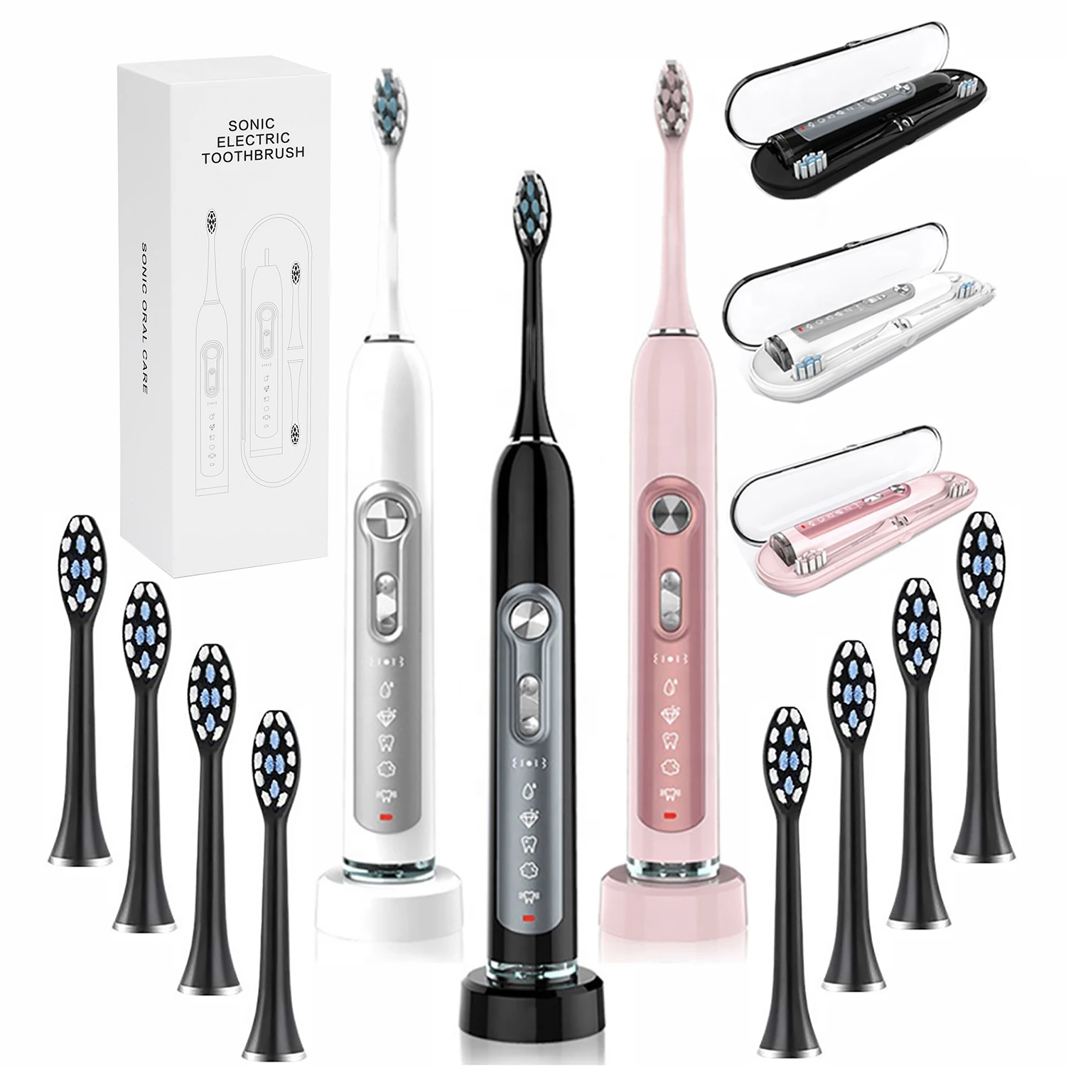 

Sonic Electric Toothbrush for Adults,Rechargeable Electric toothbrush with 2/8 Brush Heads & Travel Case&Charging Holder