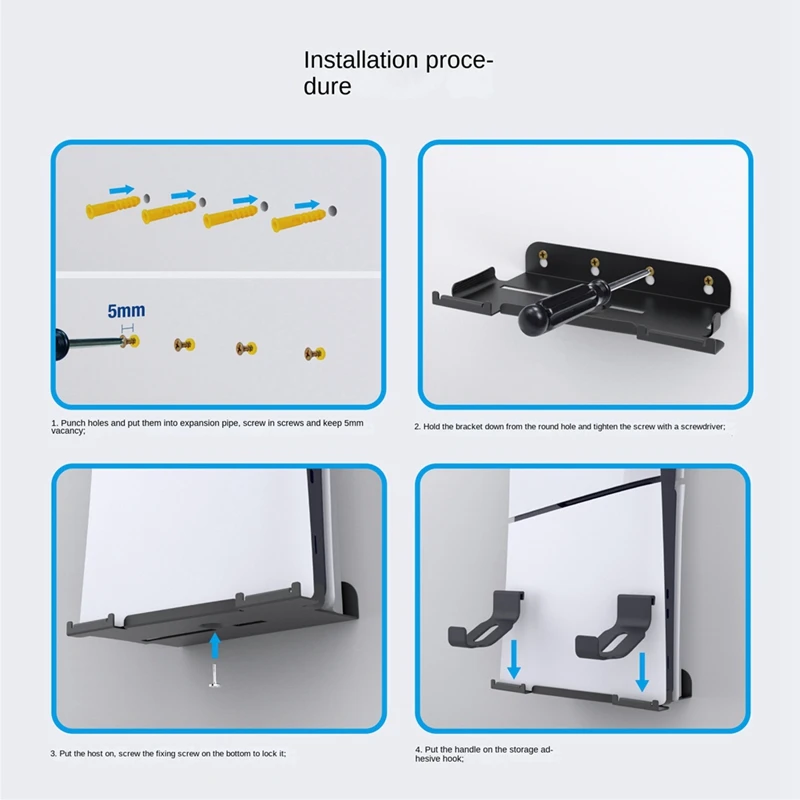 A39Q-Wall Mount Stand For PS5 Slim Vertical Holder Kits For PS5 Slim Console And Controllers