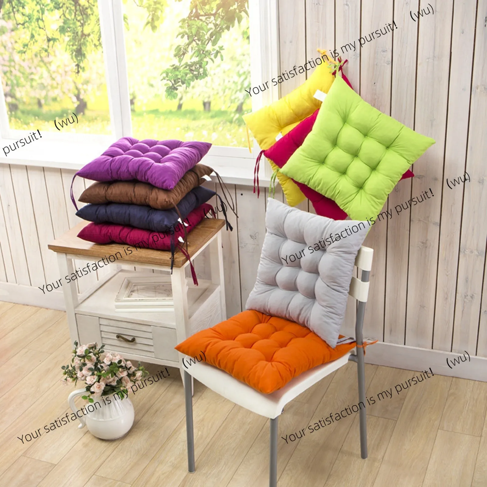 40cm Throw Pillow Chair Fixed Rope Non-Slip Seat Cushion Nap Pillows Home Office Chair Cushion Seat Soft Pad Pillow Sofa Cushion