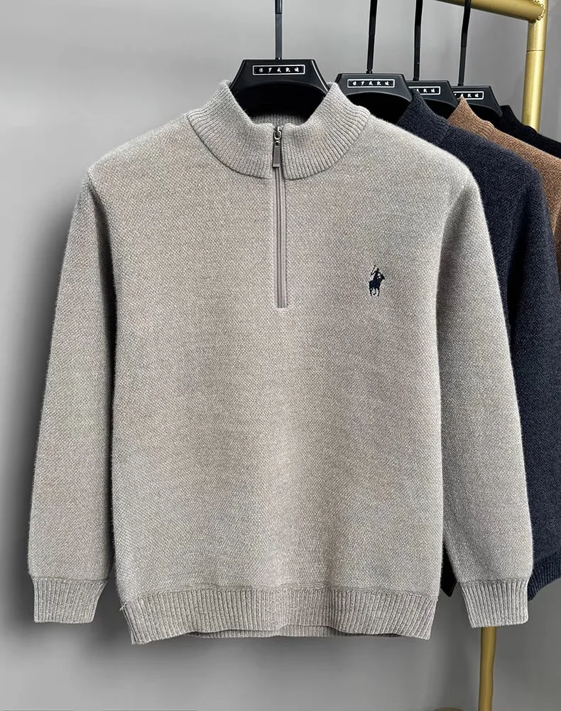 Hochwertiger Samt-Winterpullover Marken-Klassiker mit Paul-Pony-Stickerei Stehkragen Herren-Oberteil Verdickter Warmer Lässiger Strickpullover – Detail 12