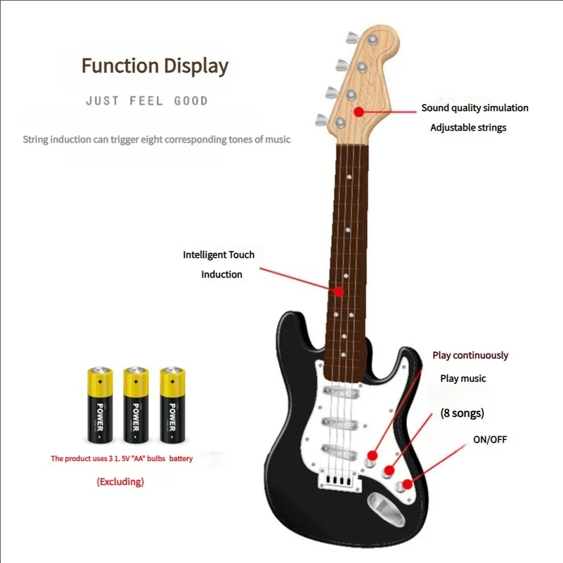 17-calowa zabawka dla dzieci z gitarą elektryczną z 4 strunami LED Przenośny instrument muzyczny na prezenty urodzinowe dla początkujących Chłopcy Zabawki