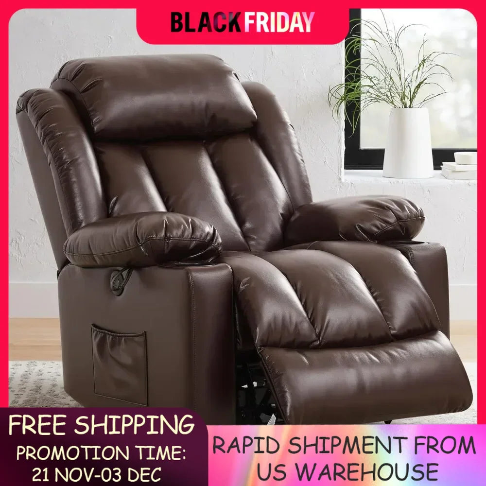 Recliner Chair for Elderly Breathable Leather Recliner Chair with Massage and Heat for People Limited Mobility,Salon furniture