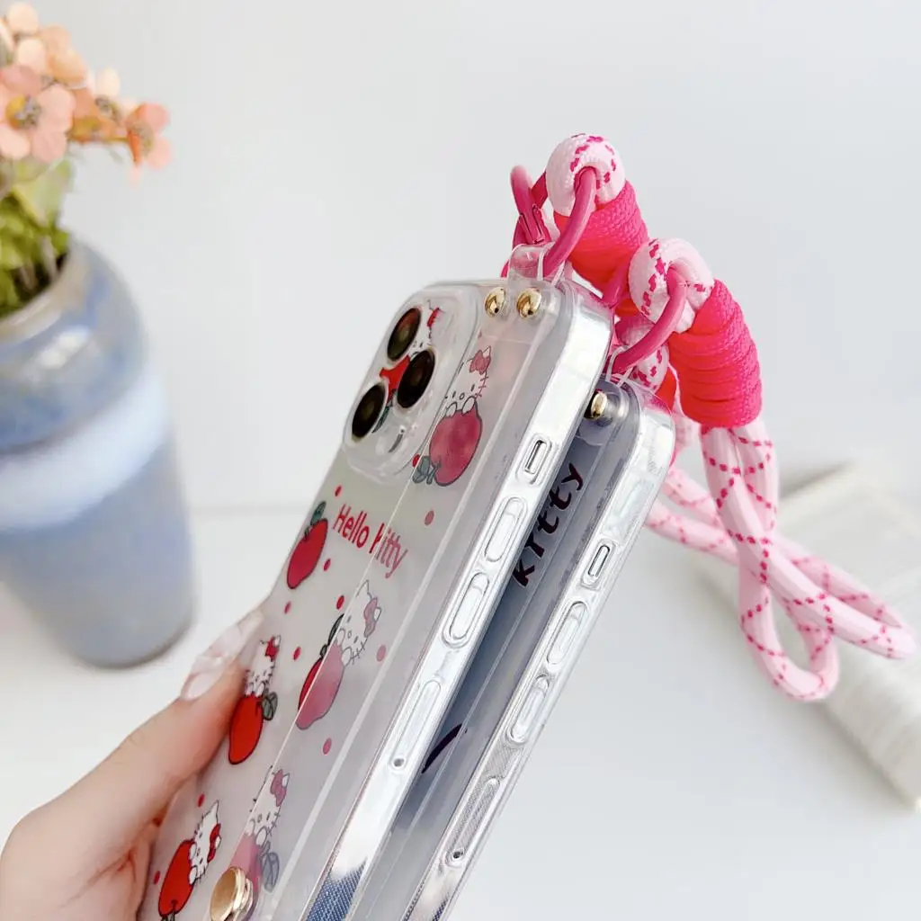 Cute Hello Kitty Case Wrist Strap Holder For iPhone 15 14 13 12 11 Pro Xs Max Xs XR 7 8 6 Plus SE 2020 image 5