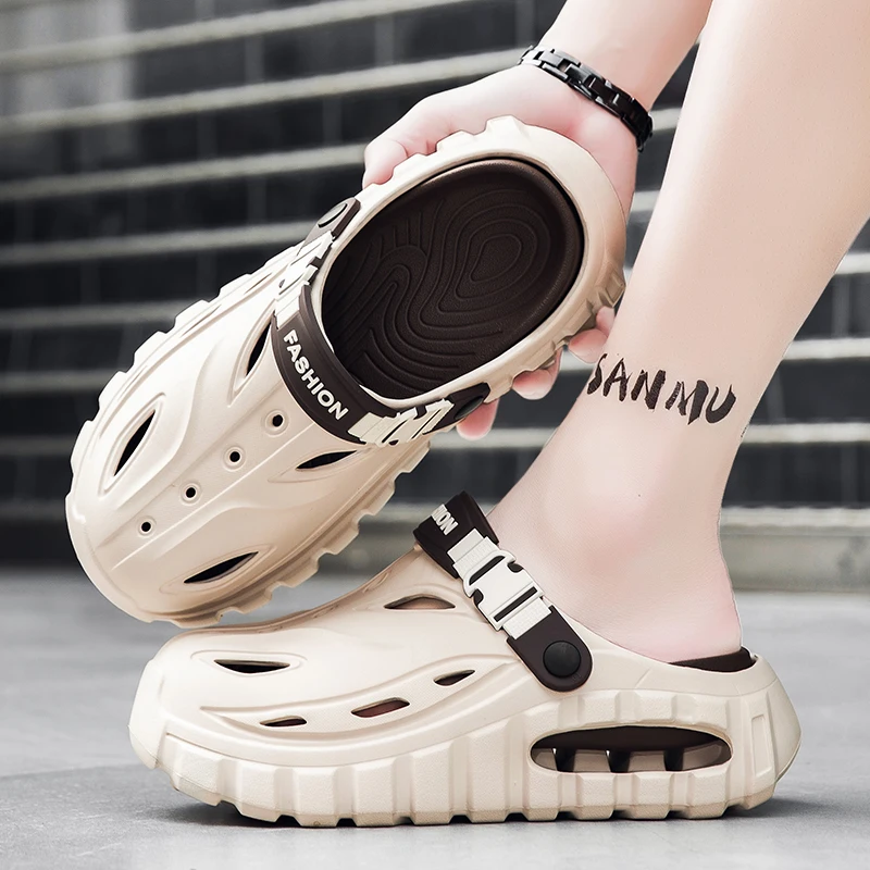 Couple's Beach Toe-Toe Sandals, Mecha Sports Style, Soft Elastic Thick Sole, Non-Slip and Breathable, Dual-Wear Design, Men's Su