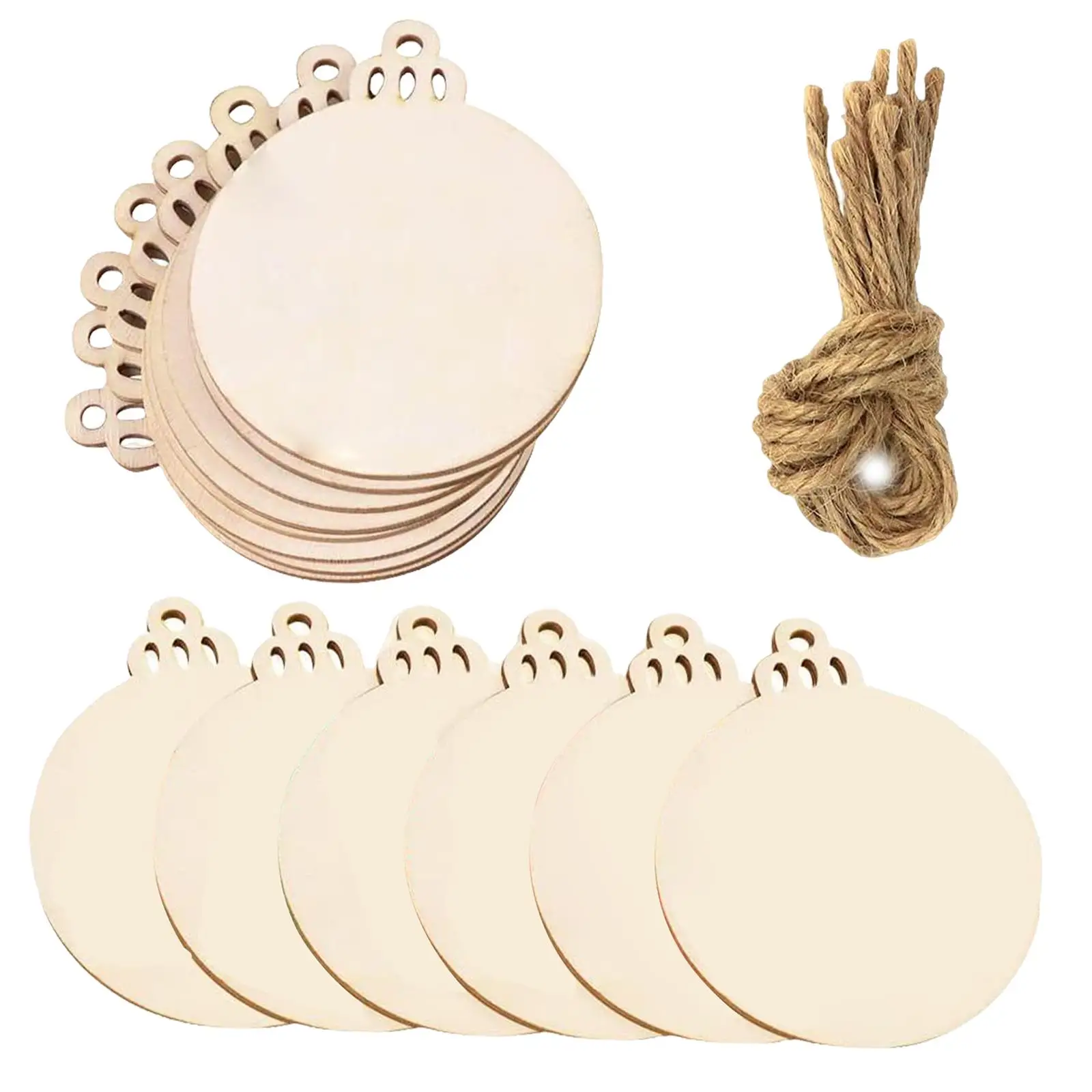 Wooden Blank Tags Christmas DIY Pendant Unfinished Crafts for Painting Staining Writing Hanging Holiday Centerpieces Party Decor