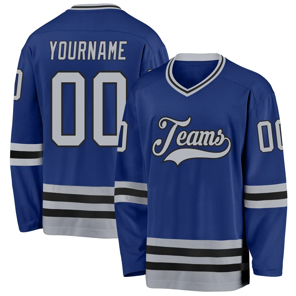 Custom Name & Team Royal Gray Red 3D Printed Fashion Men's Hockey Jersey Summer Unisex Personali Sport Team Jersey Shirt BQ-31