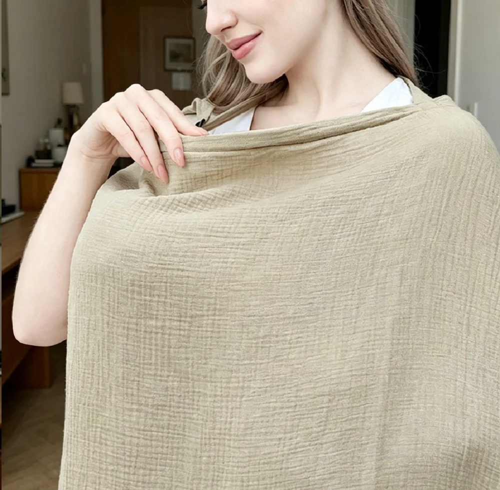 1pc Soft & comfortable  Pure Cotton Soft Skin-Friendly Nursing Cover With Lace Trim For Breastfeeding Moms, Great For Outdoor Us