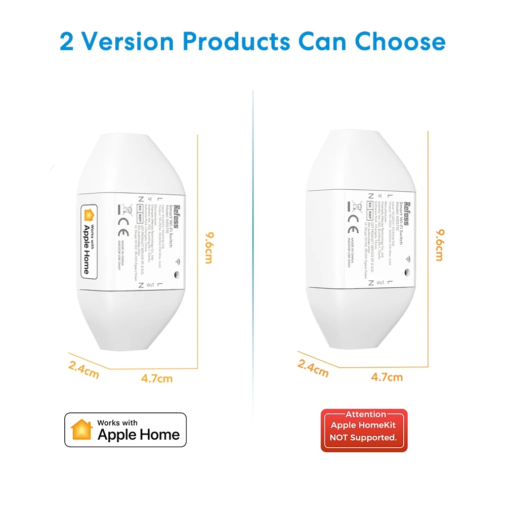 Refoss HomeKit Interruttore intelligente fai-da-te Interruttori intelligenti WiFi Controller remoto Controllo APP Casa intelligente Lavora con Alexa