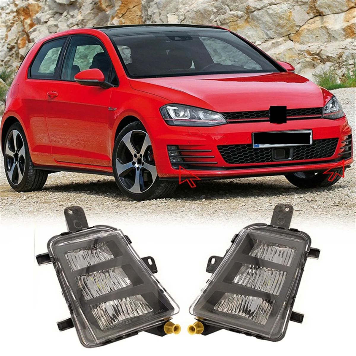 1 par para Golf 7 A7 MK7 GTD 2013-2017 coche LED luz antiniebla del parachoques delantero DRL conjunto de luz antiniebla 5G 0941700   5G 0941699